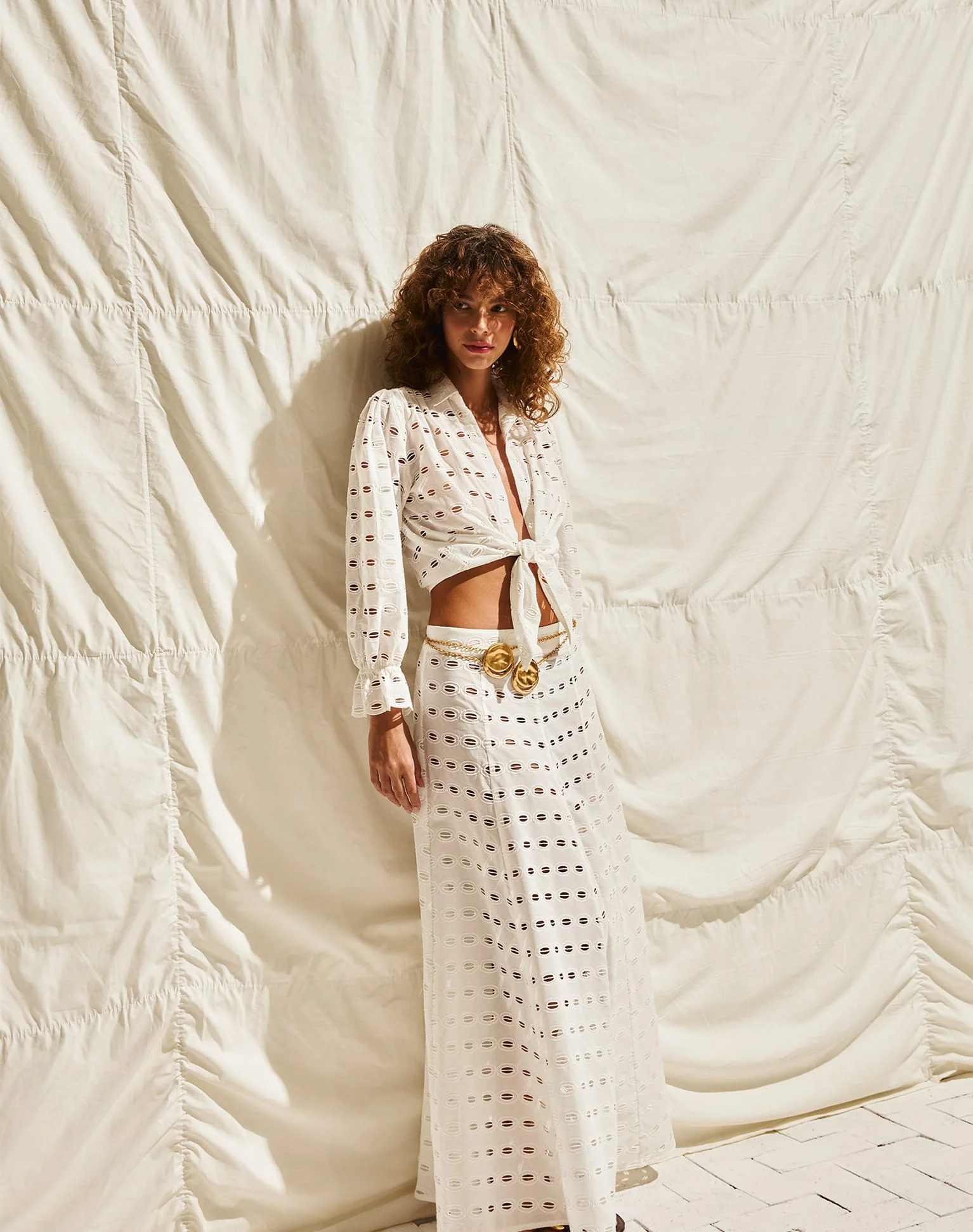 Eyelet Bea Maxi Skirt - Off White - Image 3