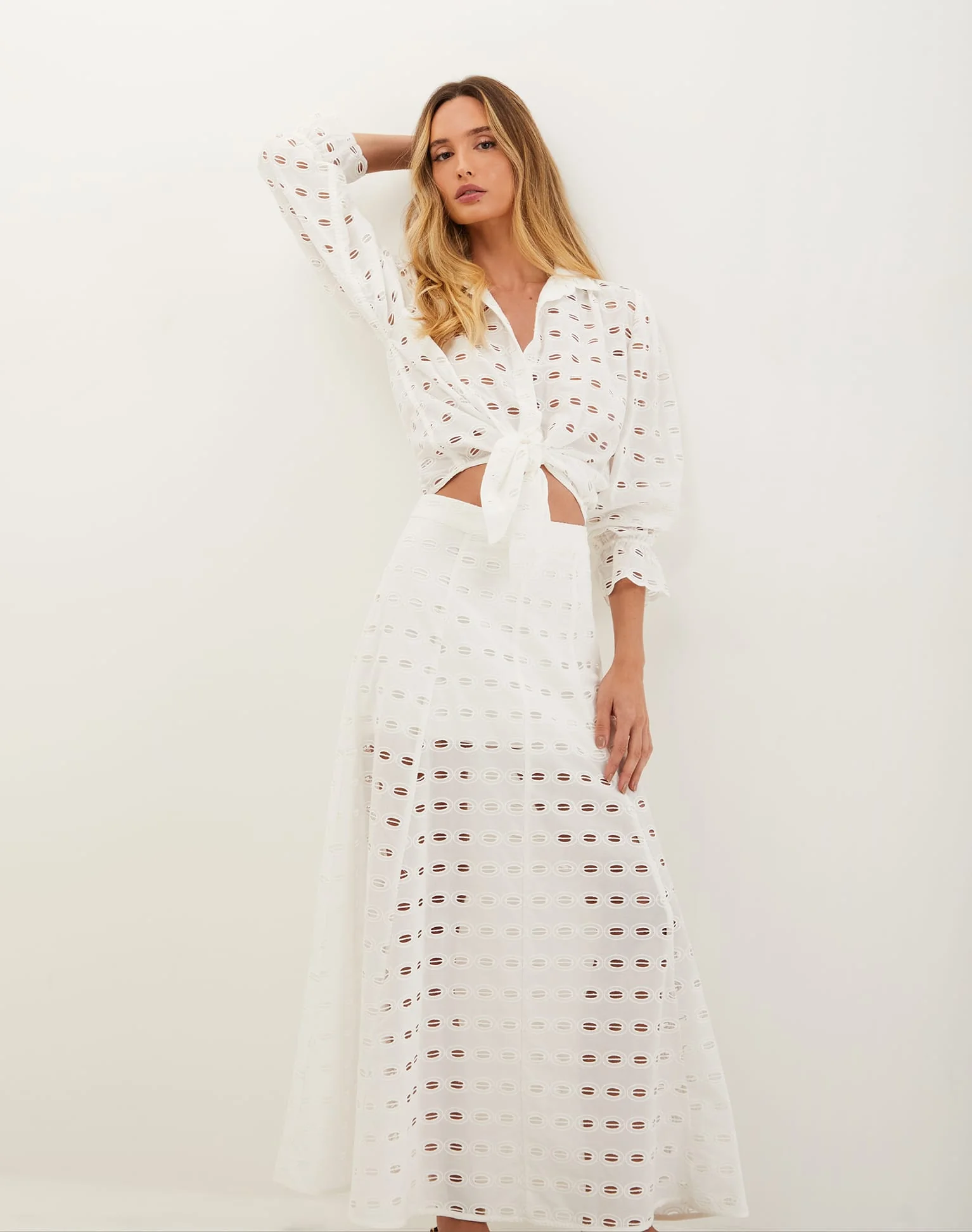 Eyelet Bea Maxi Skirt - Off White - Image 6