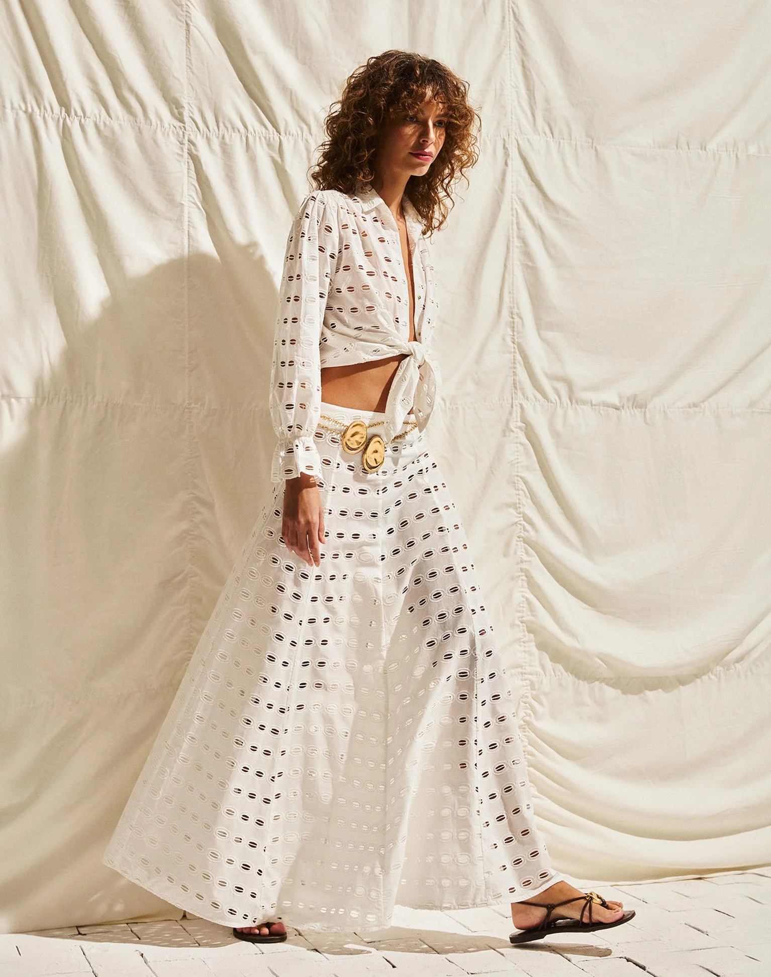 Eyelet Bea Maxi Skirt - Off White - Image 8