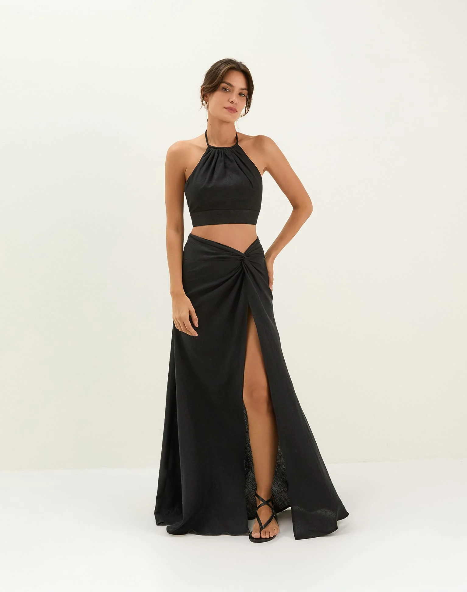 Ibiza High Neck Halter Top - Black - Image 7