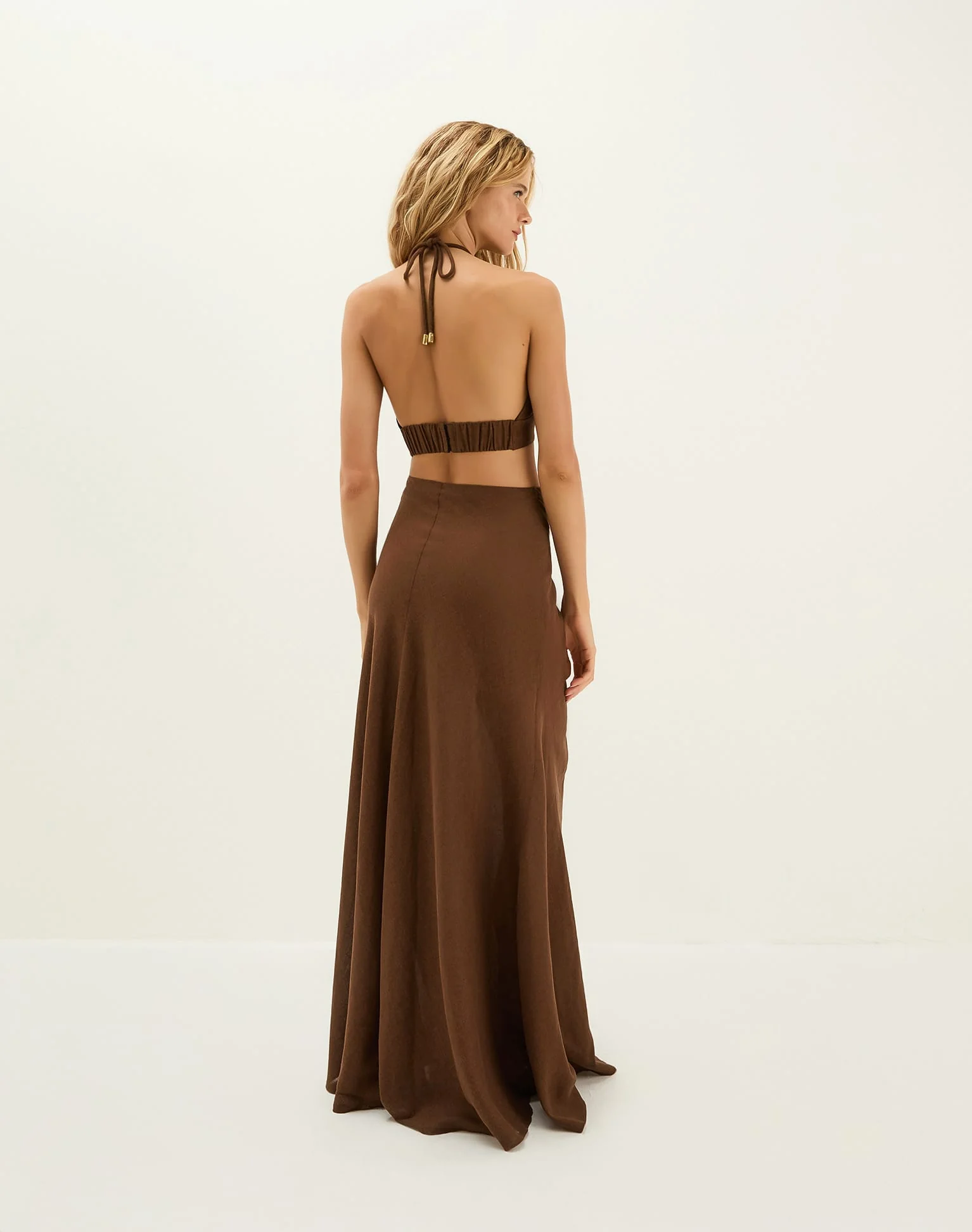 Ibiza High Neck Halter Top - Brown - Image 4