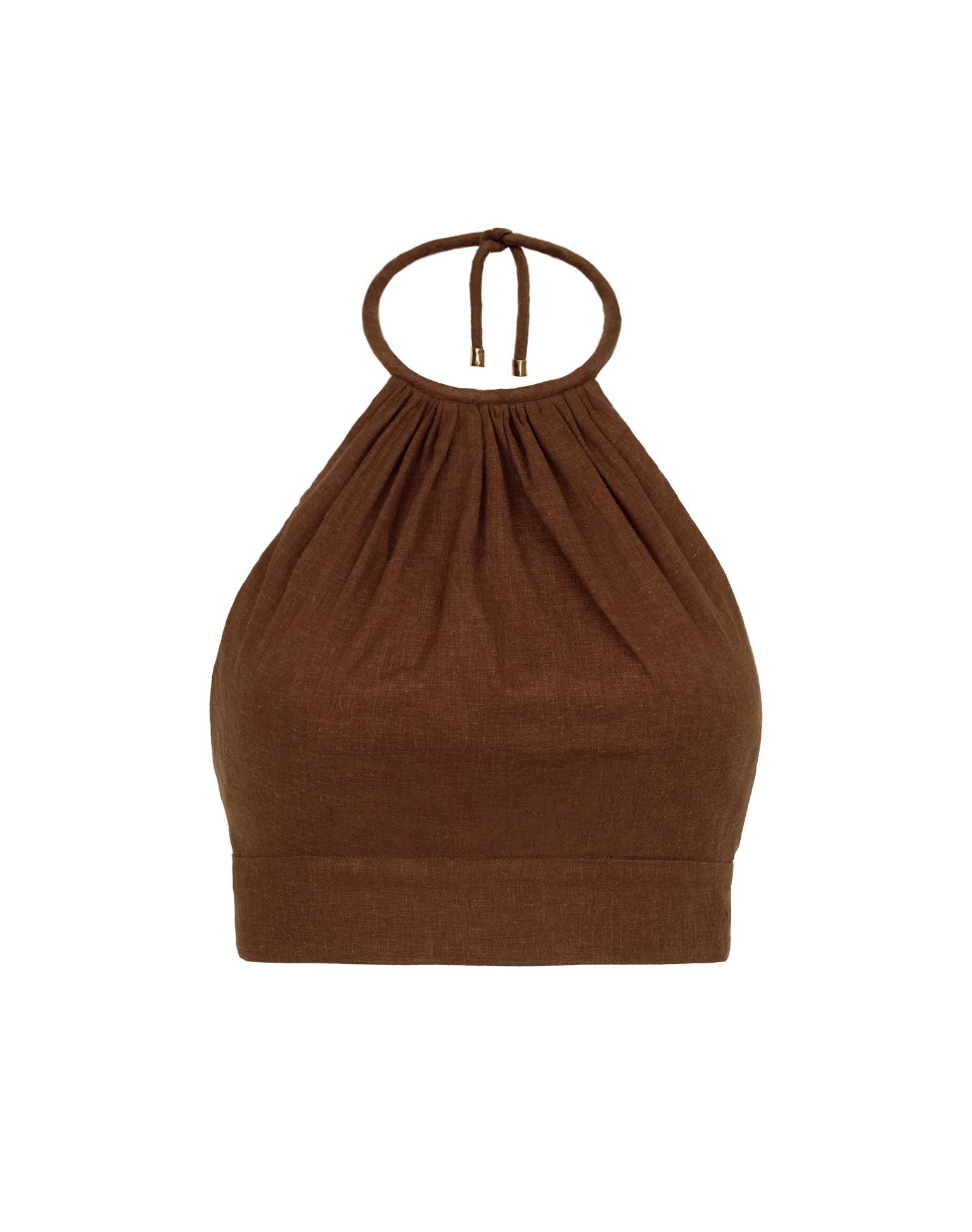Ibiza High Neck Halter Top - Brown - Image 6
