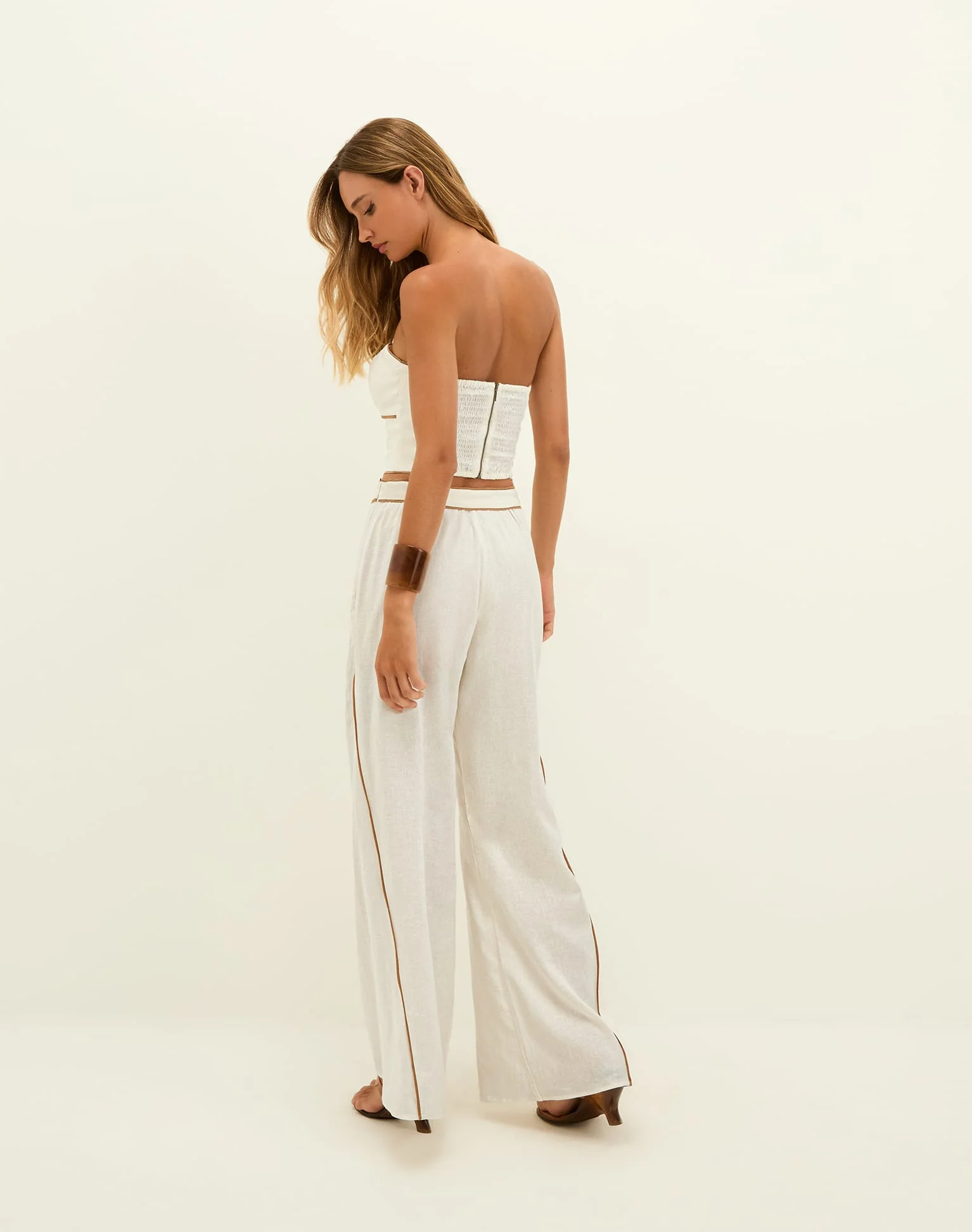 Iva Wide Leg Pants - Off White - Image 3