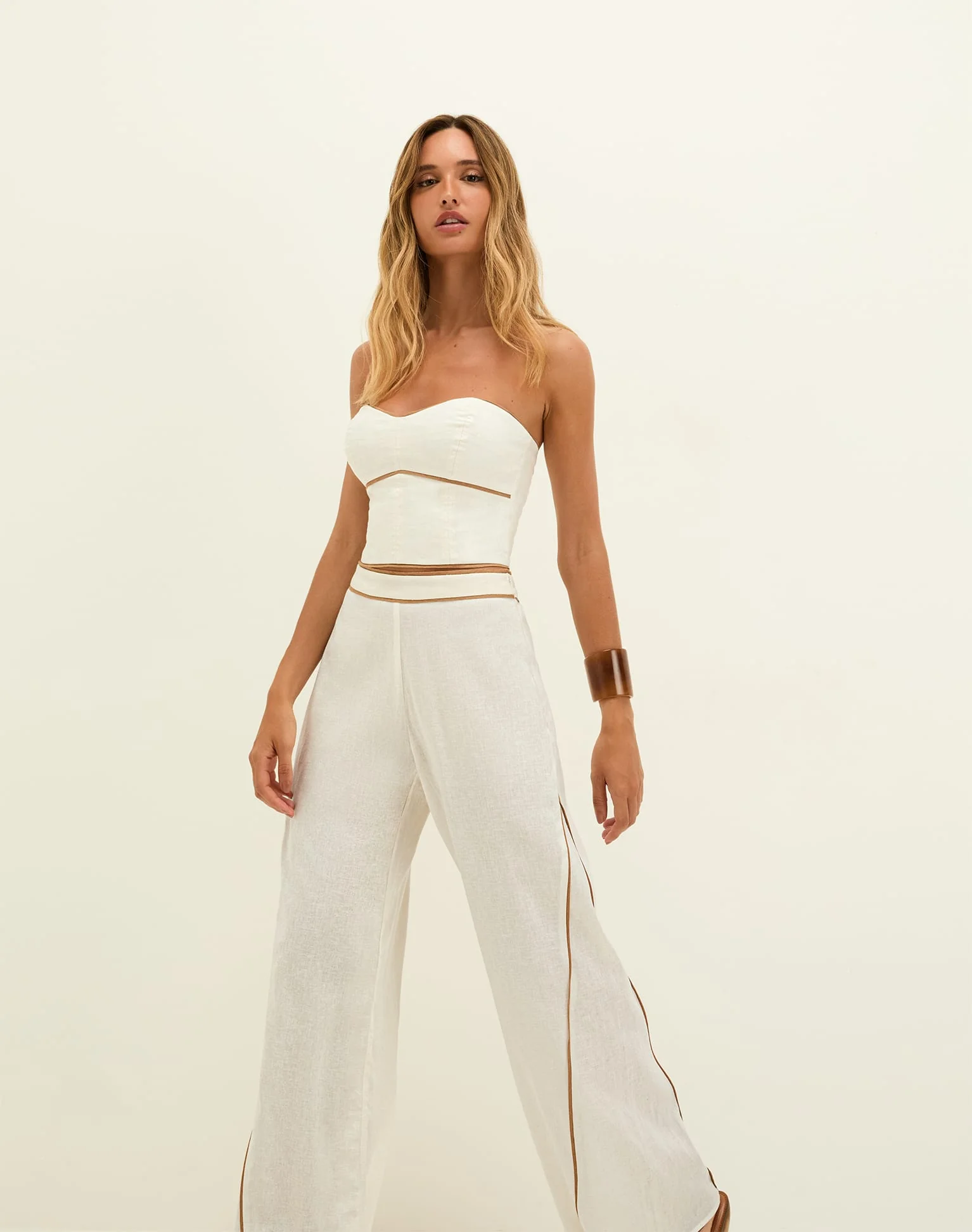 Iva Wide Leg Pants - Off White - Image 4
