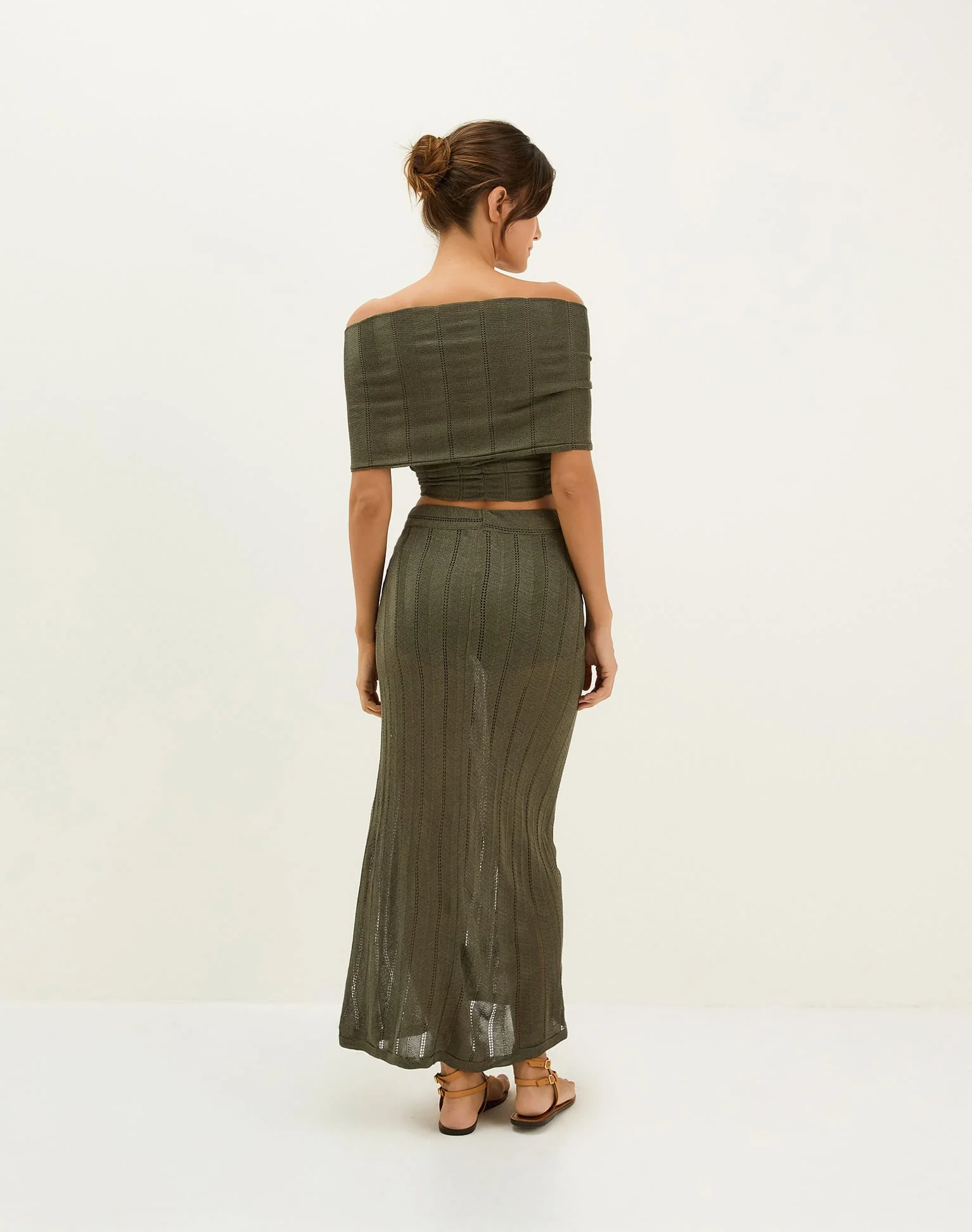 Knit Solaro Bardot Top - Evergreen - Image 3