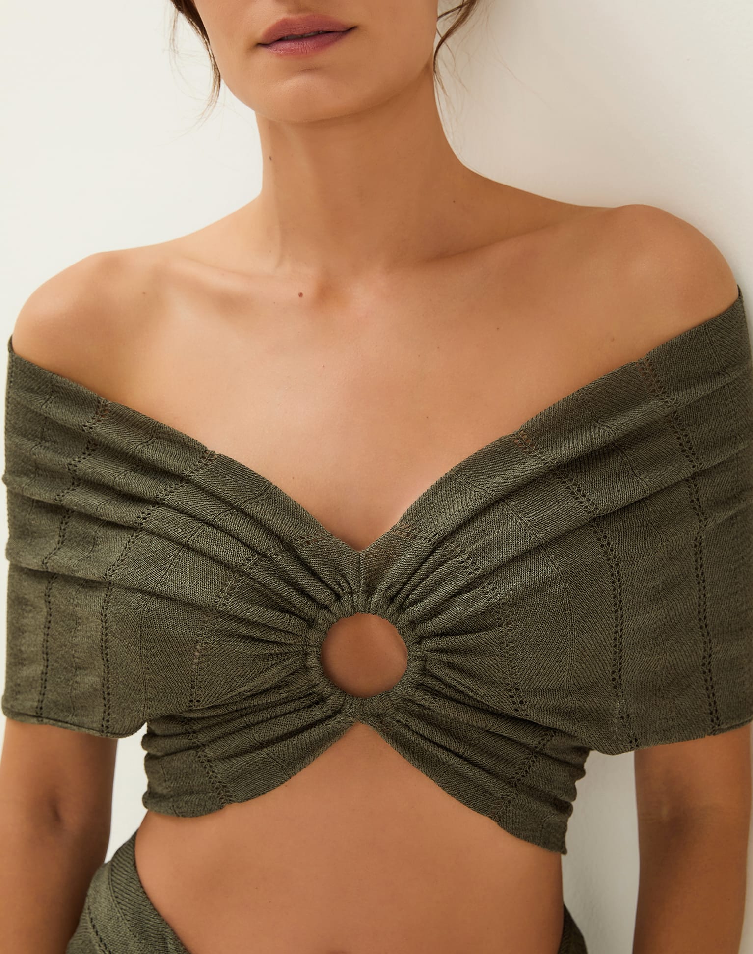Knit Solaro Bardot Top - Evergreen - Image 4