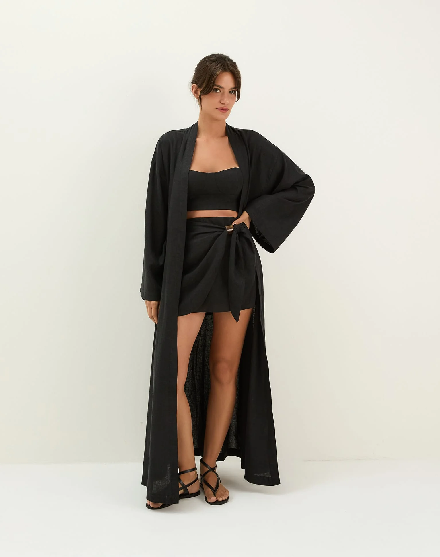 Luna Long Kimono - Black - Image 5