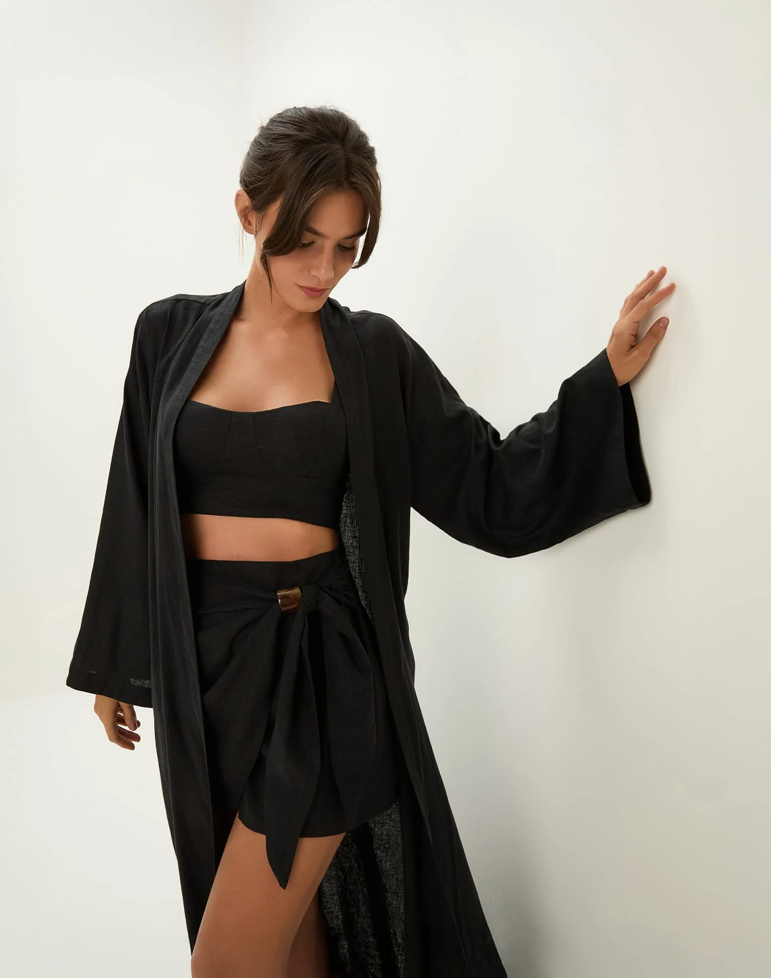 Luna Long Kimono - Black - Image 6