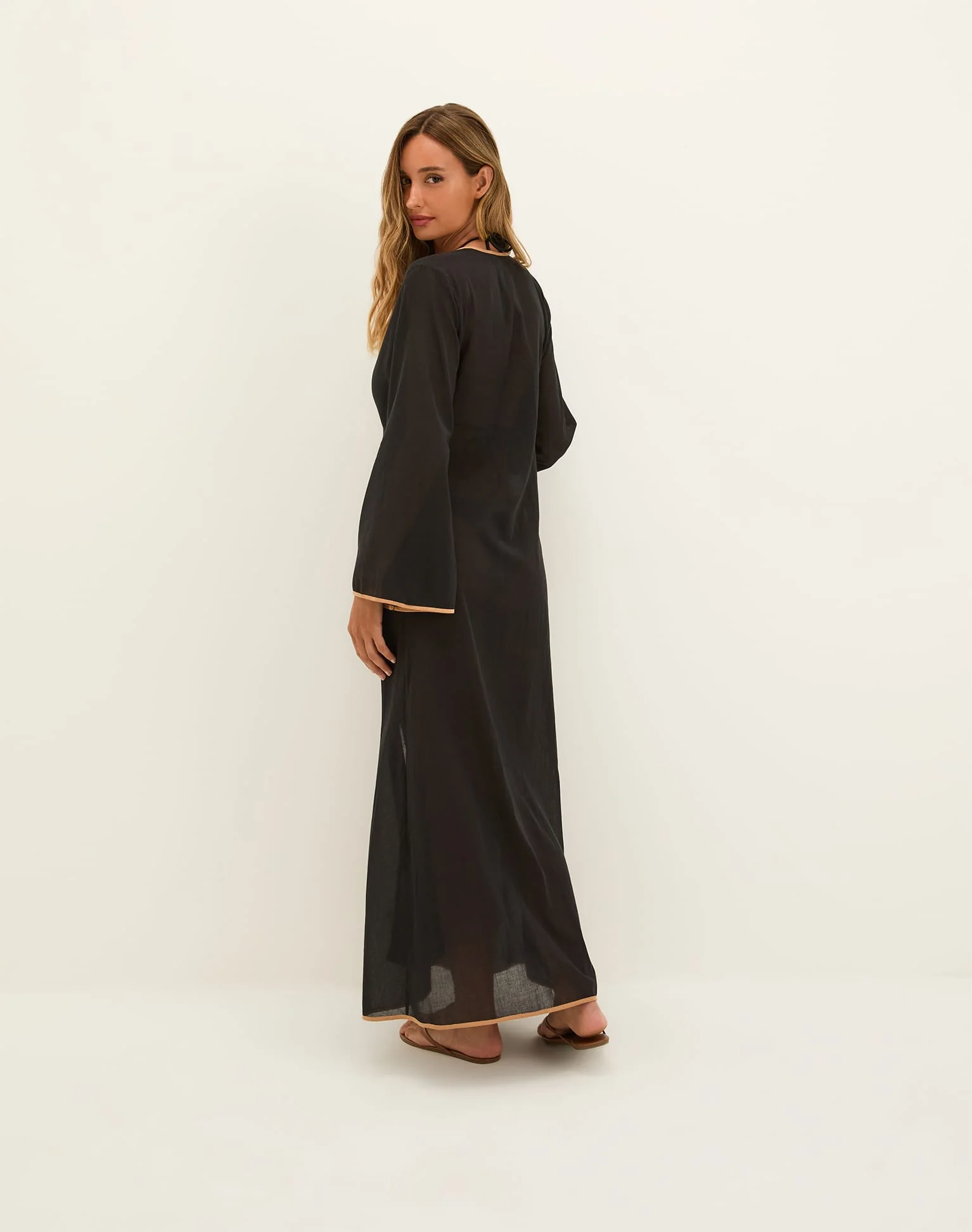 Peony Long Cover Up - Black - Image 3